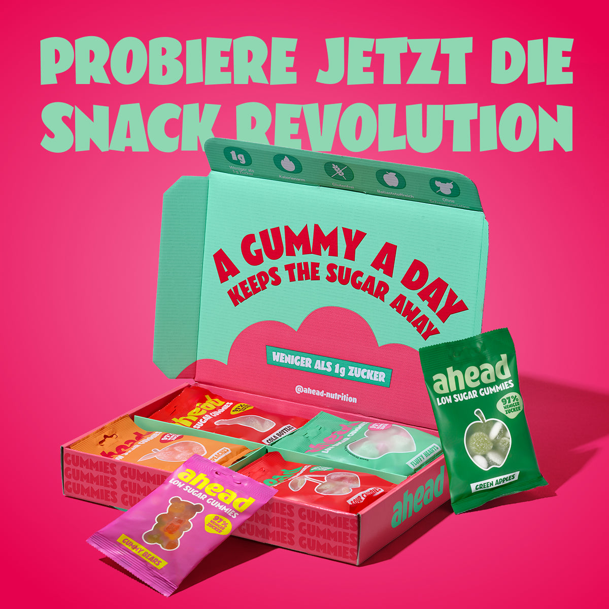 ahead Gummies Probierpaket, echtes Produktfoto