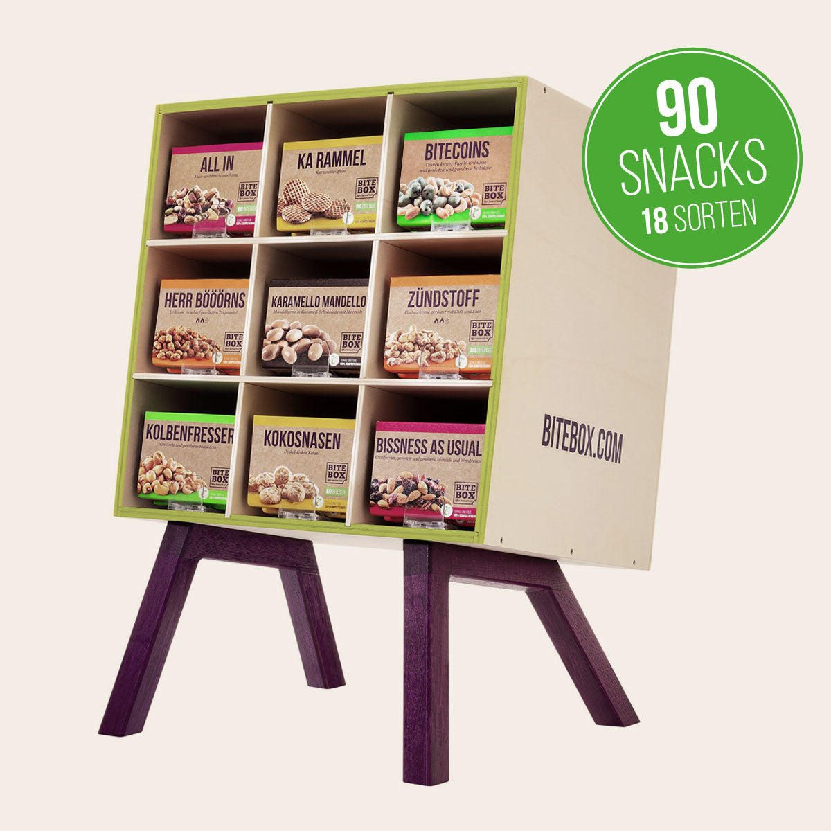 BiteBox Big Bite Box mit 90 Snacks in 18 Sorten, echtes Produktfoto von bitebox.com